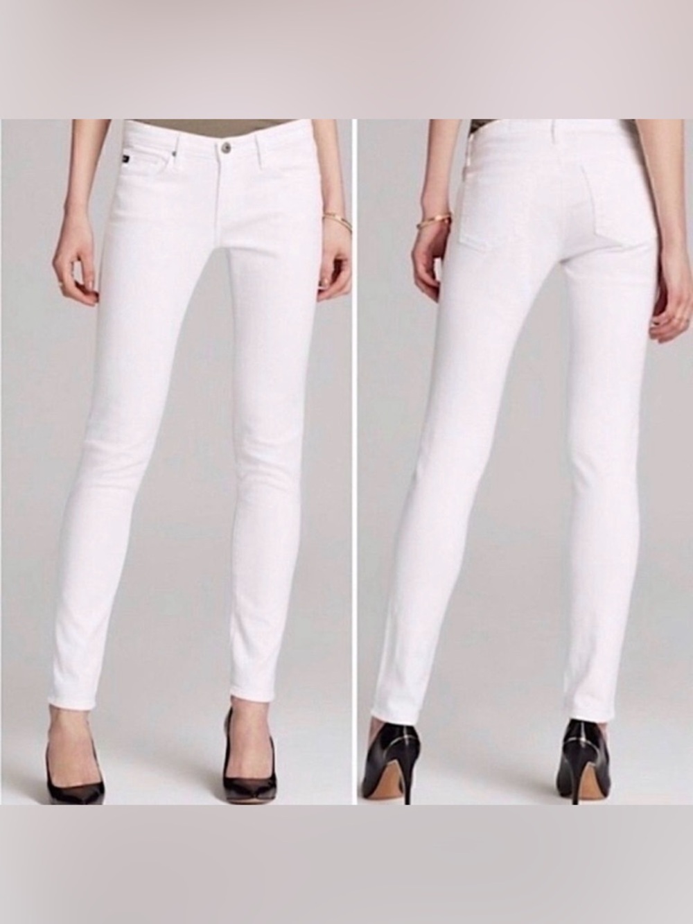 AG white denim The Stilt cigarette leg jean 28R